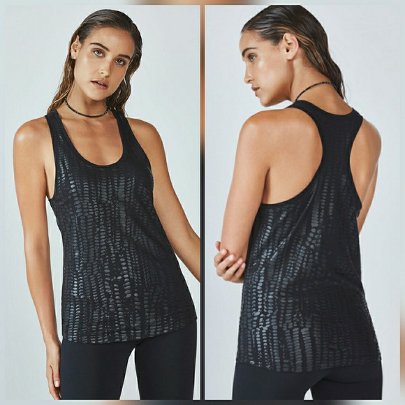 Fabletics Tops - Fabletics Aventura tank black foil animal print Sm